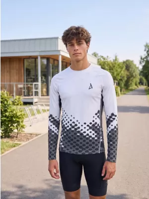 Tricou de compresie funcțională pentru bărbați cu premium cu mânecă lungă ALTISPORT VOJ/ALM109TR03 ALB