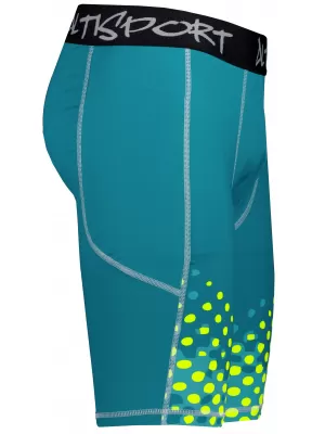 Jambiere sport pentru bărbați pe genunchii premium ALTISPORT VOJ/ALM109LEG02 EMERALD-FLUO