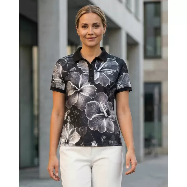  Tricou funcțional pentru femei cu guler premium ALTISPORT VOJ/ALW102TR05 ALB -NEGRU 