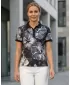 Tricou funcțional pentru femei cu guler premium ALTISPORT VOJ/ALW102TR05 ALB -NEGRU