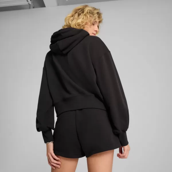  Panoul pentru doamne PUMA WARDROBE ESS RELAXED CROPPED HOODIE TR 629746-01 NEGRU 