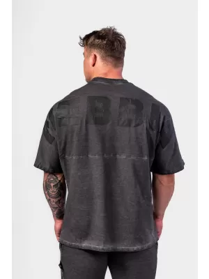 Tricou supradimensionat spălat NU SHORTCUTS 369 NEGRU Nebbia
