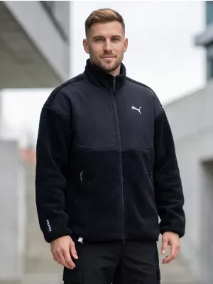 Jachetă pentru bărbați PUMA TECH SOFT TECH RELAXED SHERPA JACKET 632104-01 NEGRU