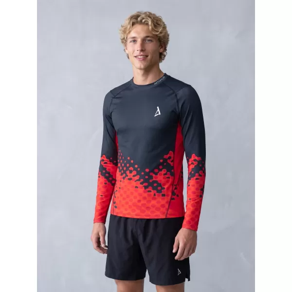  Tricou de compresie funcțională pentru bărbați cu premium cu mânecă lungă ALTISPORT VOJ/ALM109TR03 ROȘU/NEGRU 