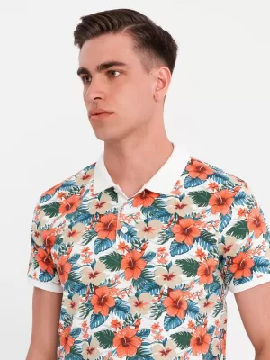 Tricou pentru bărbați OMBRE OM-POSS-0149 ALB