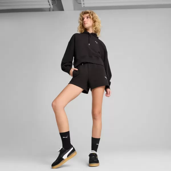  Panoul pentru doamne PUMA WARDROBE ESS RELAXED CROPPED HOODIE TR 629746-01 NEGRU 