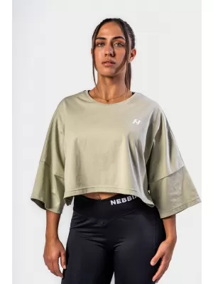Tricou crop oversize JUST FLOW 431 VERDE DESCHIS Nebbia
