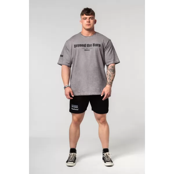  Tricou greu din bumbac spălat GRIND 370 LIGHT GREY Nebbia 