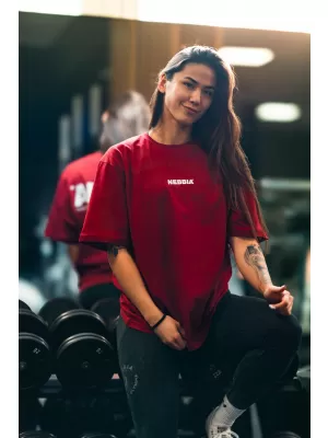Tricou supradimensionat GYM ESSENTIALS 381 DARK RED Nebbia