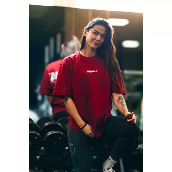  Tricou supradimensionat GYM ESSENTIALS 381 DARK RED Nebbia 