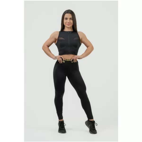  Crop top damă cu susținere ridicată INTENSE Mesh 842 BLACK Nebbia 