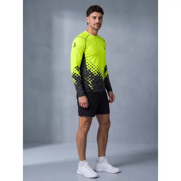  Tricou de compresie funcțională pentru bărbați cu premium cu mânecă lungă ALTISPORT VOJ/ALM109TR03 GALBEN FLUO 
