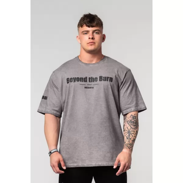  Tricou greu din bumbac spălat GRIND 370 LIGHT GREY Nebbia 