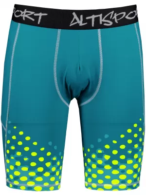 Jambiere sport pentru bărbați pe genunchii premium ALTISPORT VOJ/ALM109LEG02 EMERALD-FLUO