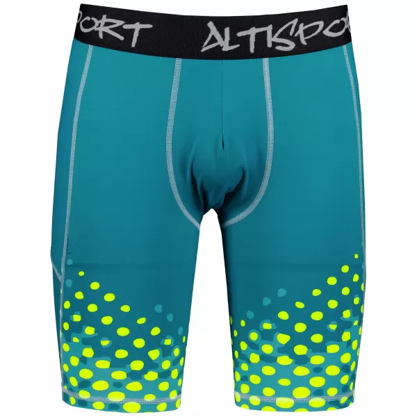  Jambiere sport pentru bărbați pe genunchii premium ALTISPORT VOJ/ALM109LEG02 EMERALD-FLUO 