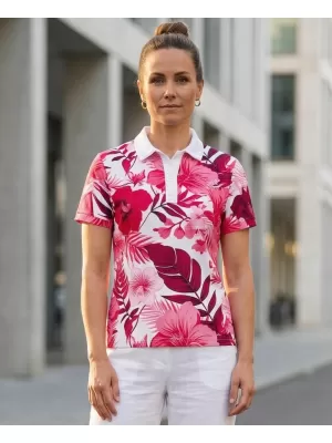 Tricou funcțional pentru femei cu guler premium ALTISPORT VOJ/ALW111TR05 FLORI ROZ