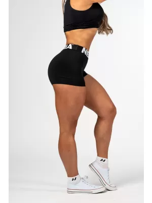 Pantaloni scurți fitness cu talie înaltă GLUTE PUMP 240 BLACK Nebbia