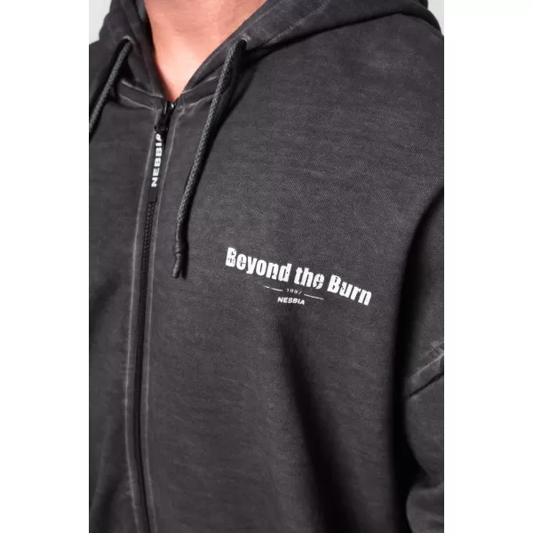  Hanorac spălat cu fermoar GYM BRO 362 BLACK Nebbia 