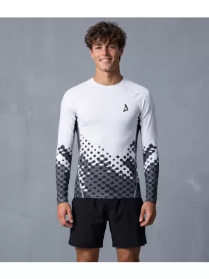 Tricou de compresie funcțională pentru bărbați cu premium cu mânecă lungă ALTISPORT VOJ/ALM109TR03 ALB