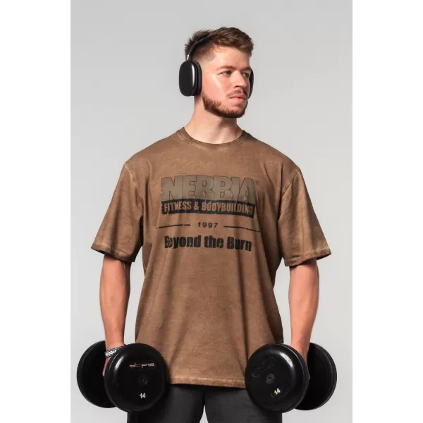  Tricou supradimensionat spalat HERITAGE 355 LIGHT BROWN Nebbia 