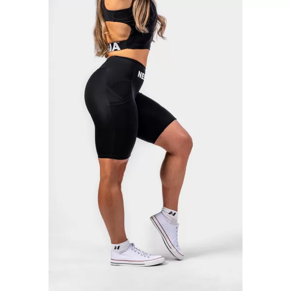  Pantaloni scurți pentru ciclism GYM THERAPY 628 BLACK Nebbia 10 inch cu talie înaltă 