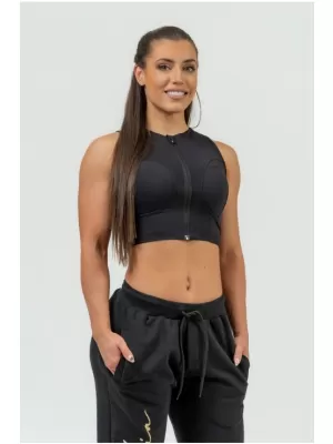Crop top damă cu susținere ridicată INTENSE Mesh 842 BLACK Nebbia