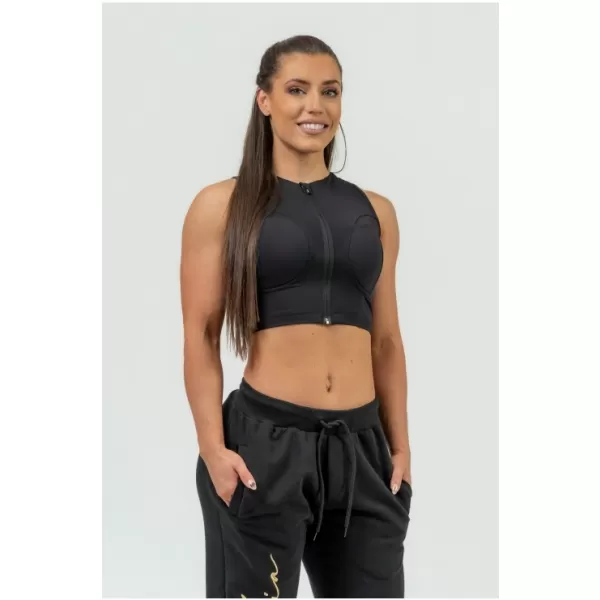  Crop top damă cu susținere ridicată INTENSE Mesh 842 BLACK Nebbia 