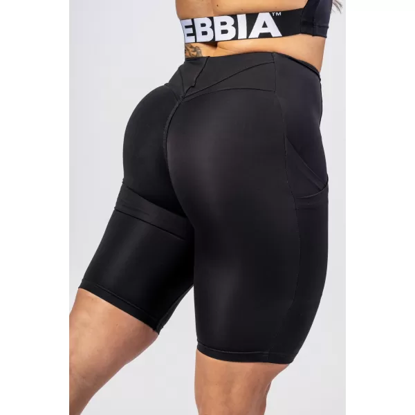  Pantaloni scurți pentru ciclism GYM THERAPY 628 BLACK Nebbia 10 inch cu talie înaltă 