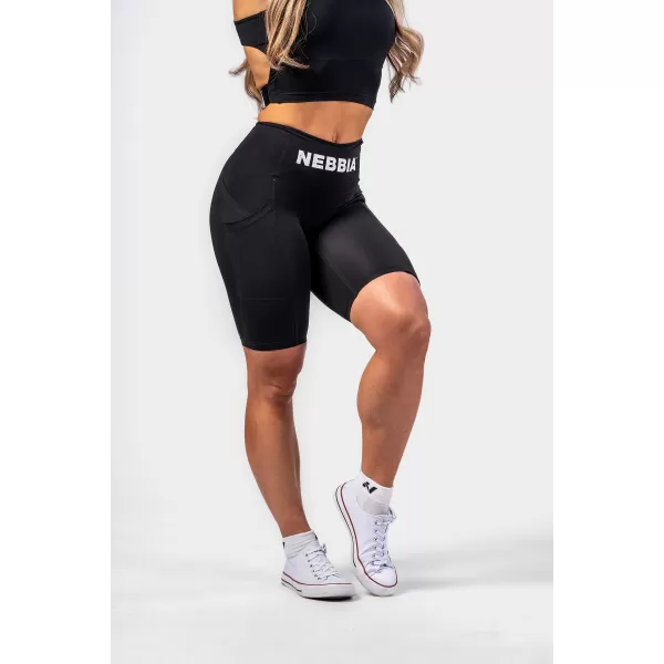  Pantaloni scurți pentru ciclism GYM THERAPY 628 BLACK Nebbia 10 inch cu talie înaltă 