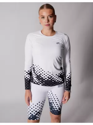 Tricou funcțional pentru femei cu mâneci lungi premium ALTISPORT VOJ/ALW109TR03 ALB -ȘI -BLACK