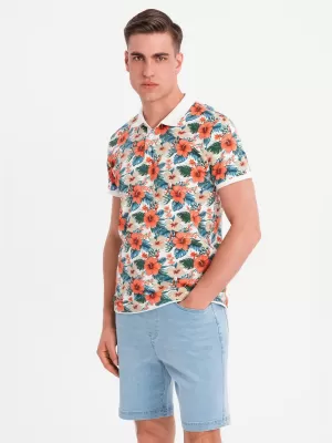 Tricou pentru bărbați OMBRE OM-POSS-0149 ALB