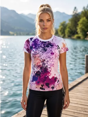 Tricou funcțional premium pentru femei ALTISPORT VOJ/ALW055TR01 VIOLET/PORTOCALIU