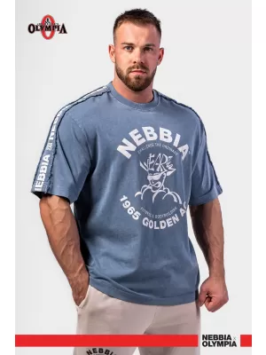 Tricou supradimensionat spalat GOLDEN AGE 790 BLUE Nebbia