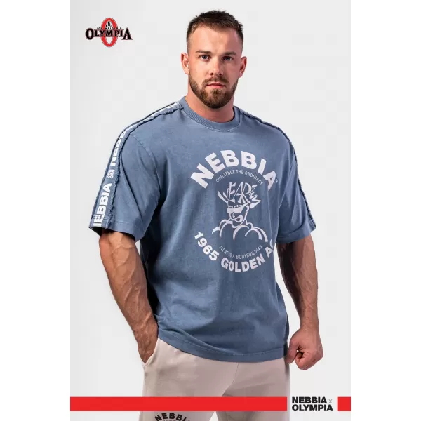  Tricou supradimensionat spalat GOLDEN AGE 790 BLUE Nebbia 