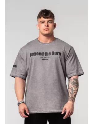 Tricou greu din bumbac spălat GRIND 370 LIGHT GREY Nebbia