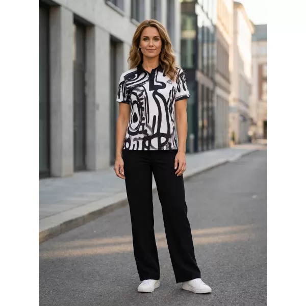  Tricou funcțional pentru femei cu guler premium ALTISPORT VOJ/ALW111TR05 ALB-NEGRU 