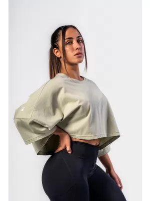 Tricou crop oversize JUST FLOW 431 VERDE DESCHIS Nebbia