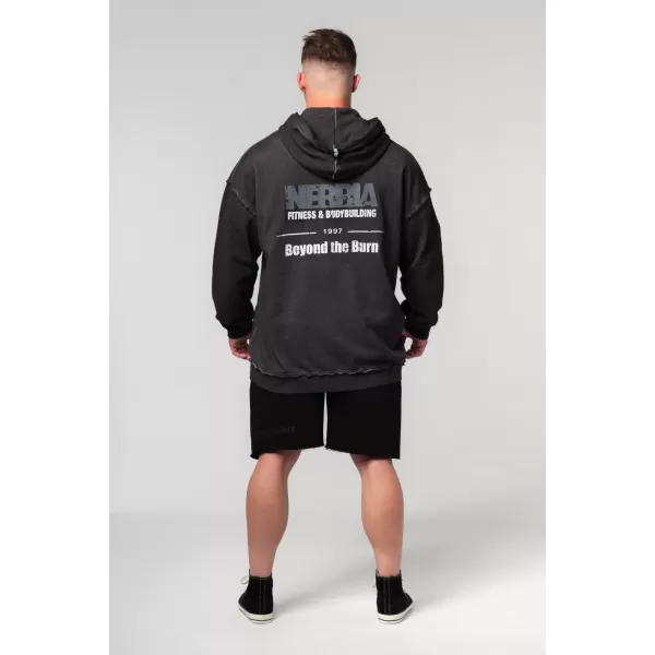  Hanorac spălat cu fermoar GYM BRO 362 BLACK Nebbia 