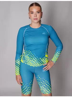 Tricou funcțional pentru femei cu mâneci lungi premium ALTISPORT VOJ/ALW109TR03 EMERALD/FLUO YELLOW