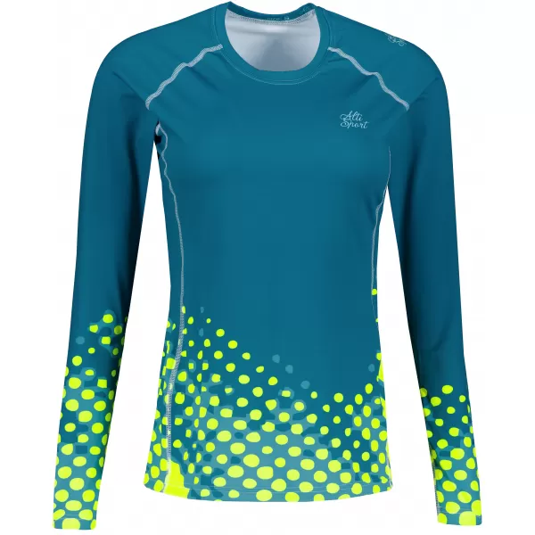  Tricou funcțional pentru femei cu mâneci lungi premium ALTISPORT VOJ/ALW109TR03 EMERALD/FLUO YELLOW 