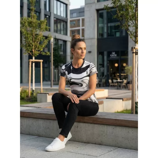  Tricou funcțional premium pentru femei ALTISPORT VOJ/ALW099TR01 ALB-NEGRU 