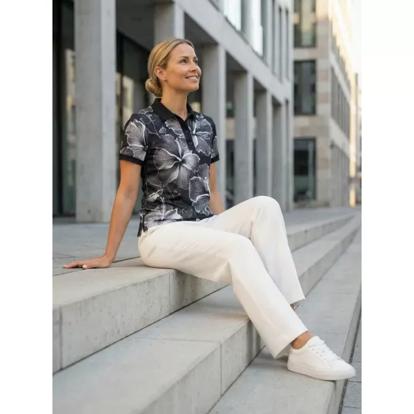  Tricou funcțional pentru femei cu guler premium ALTISPORT VOJ/ALW102TR05 ALB -NEGRU 