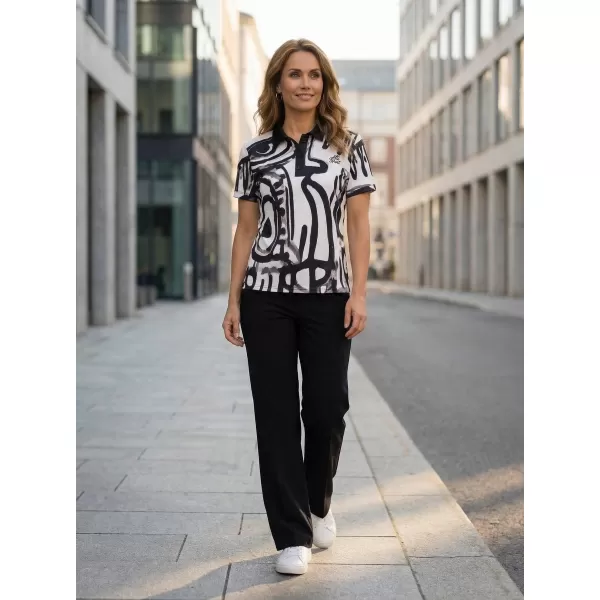  Tricou funcțional pentru femei cu guler premium ALTISPORT VOJ/ALW111TR05 ALB-NEGRU 