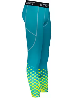 Jambiere sport lungi premium pentru bărbați ALTISPORT VOJ/ALM109LEG01 SMARALD-FLUO