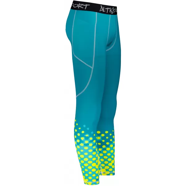  Jambiere sport lungi premium pentru bărbați ALTISPORT VOJ/ALM109LEG01 SMARALD-FLUO 