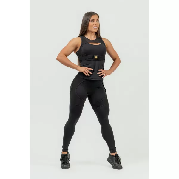  Jambiere sport de damă cu plasă INTENSE 838 Gold BLACK/GOLD Nebbia 