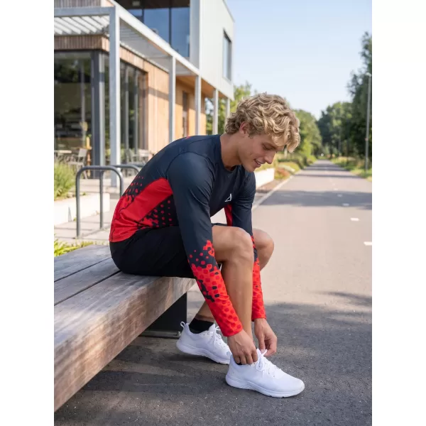  Tricou de compresie funcțională pentru bărbați cu premium cu mânecă lungă ALTISPORT VOJ/ALM109TR03 ROȘU/NEGRU 