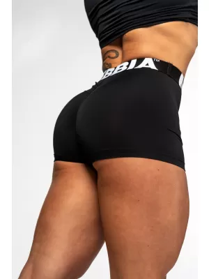 Pantaloni scurți fitness cu talie înaltă GLUTE PUMP 240 BLACK Nebbia