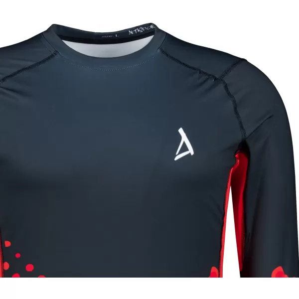  Tricou de compresie funcțională pentru bărbați cu premium cu mânecă lungă ALTISPORT VOJ/ALM109TR03 ROȘU/NEGRU 