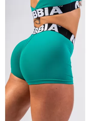 Pantaloni scurți fitness cu talie înaltă GLUTE PUMP 240 VERDE Nebbia